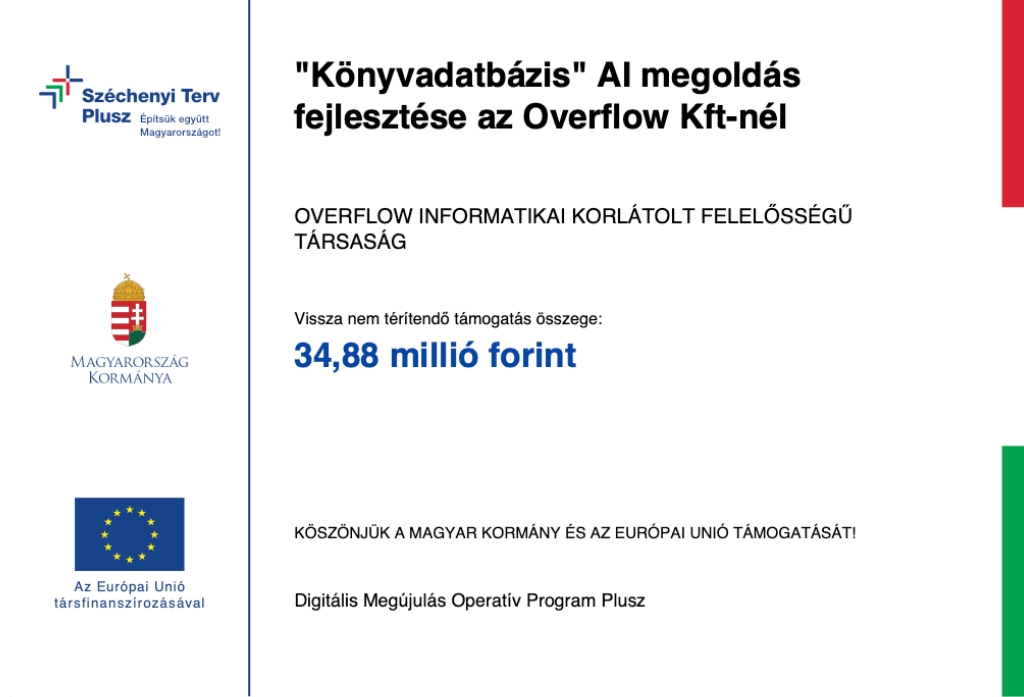 "Könyvadatbázis" AI megoldás fejlesztése az Overflow Kft-nél